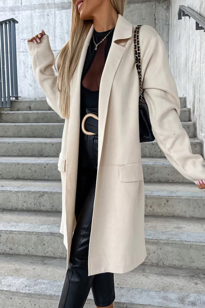 Elegante Oberbekleidung mit einfarbiger Tasche und Umlegekragen (4 Farben) 
