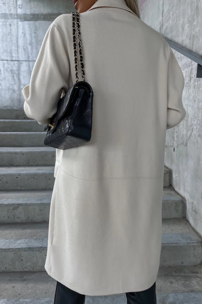Elegante Oberbekleidung mit einfarbiger Tasche und Umlegekragen (4 Farben) 
