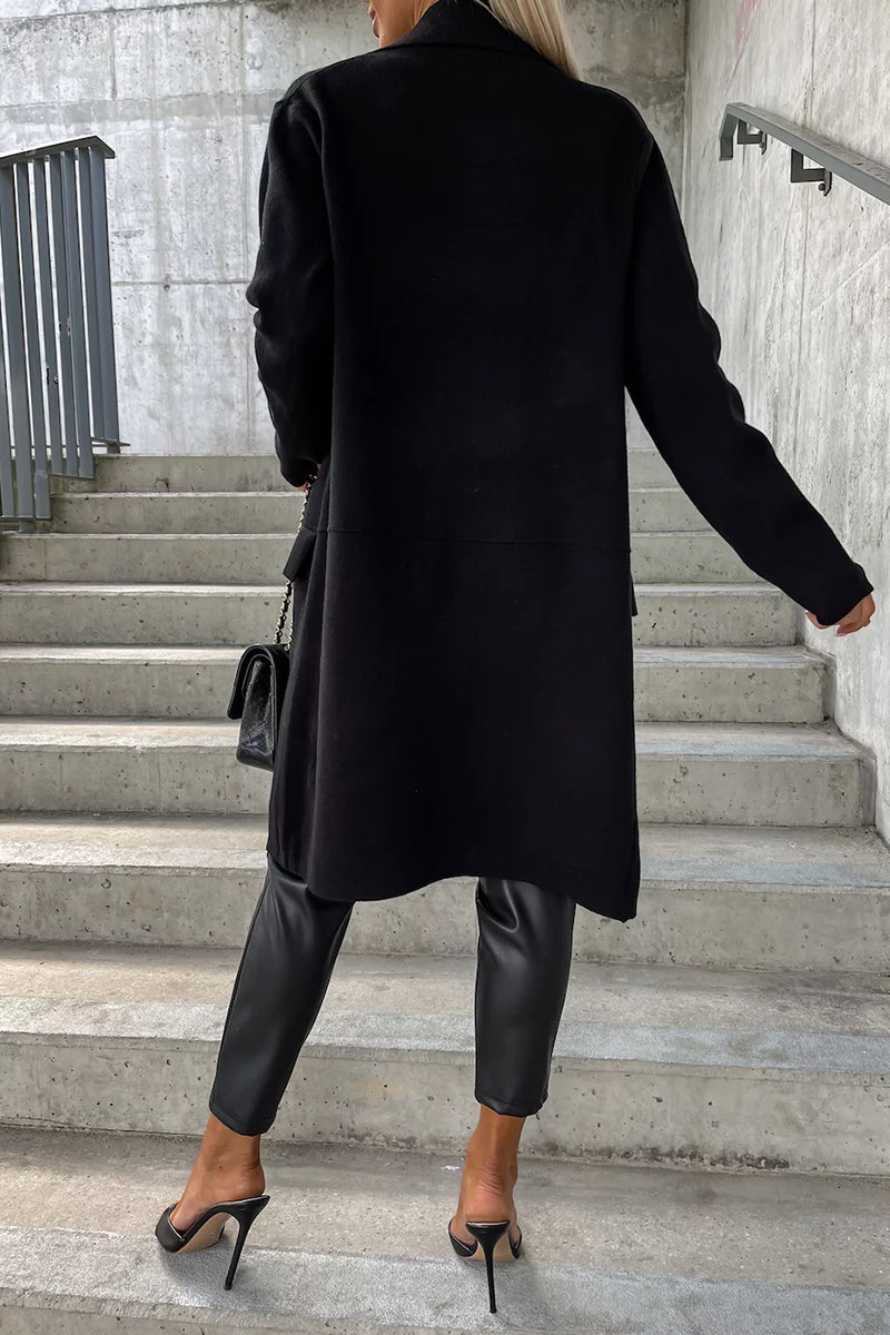 Elegante Oberbekleidung mit einfarbiger Tasche und Umlegekragen (4 Farben) 
