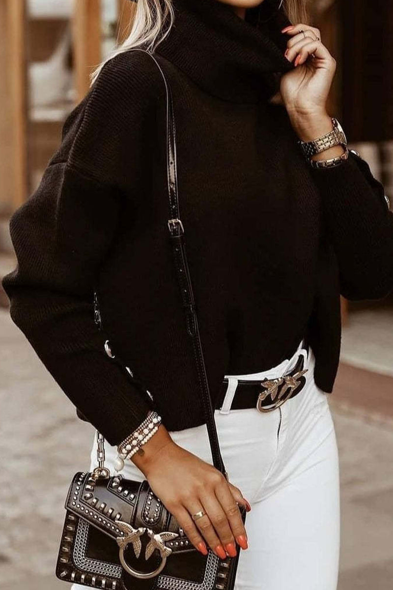 Fashionable High Collar Button Versatile Style Sweaters (3 Colors)