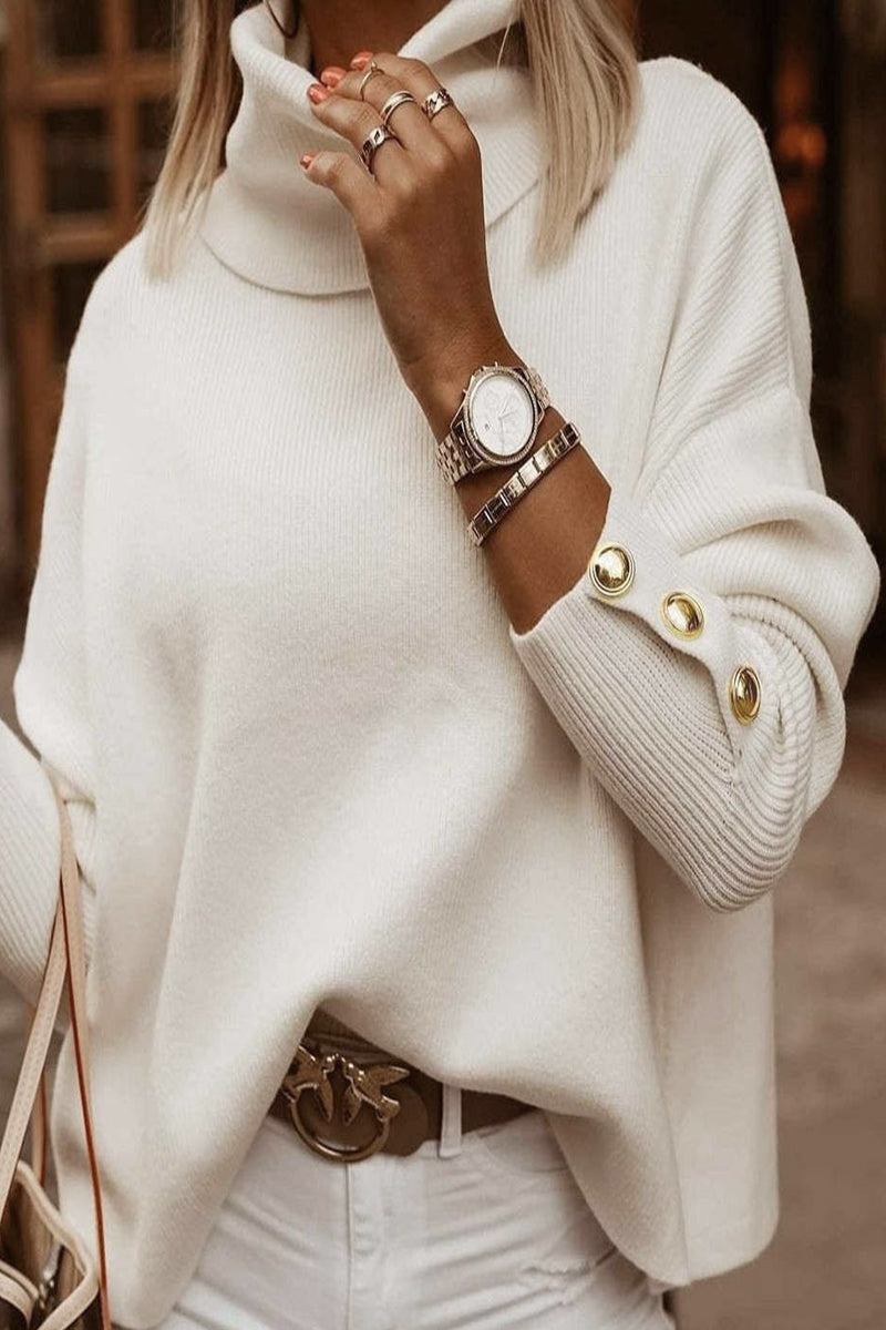 Fashionable High Collar Button Versatile Style Sweaters (3 Colors)