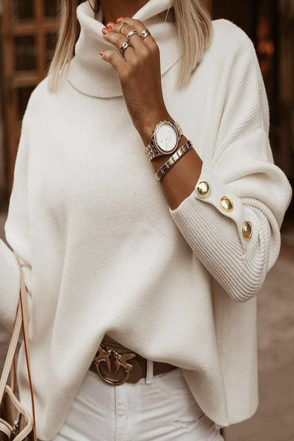 Fashionable High Collar Button Versatile Style Sweaters (3 Colors)